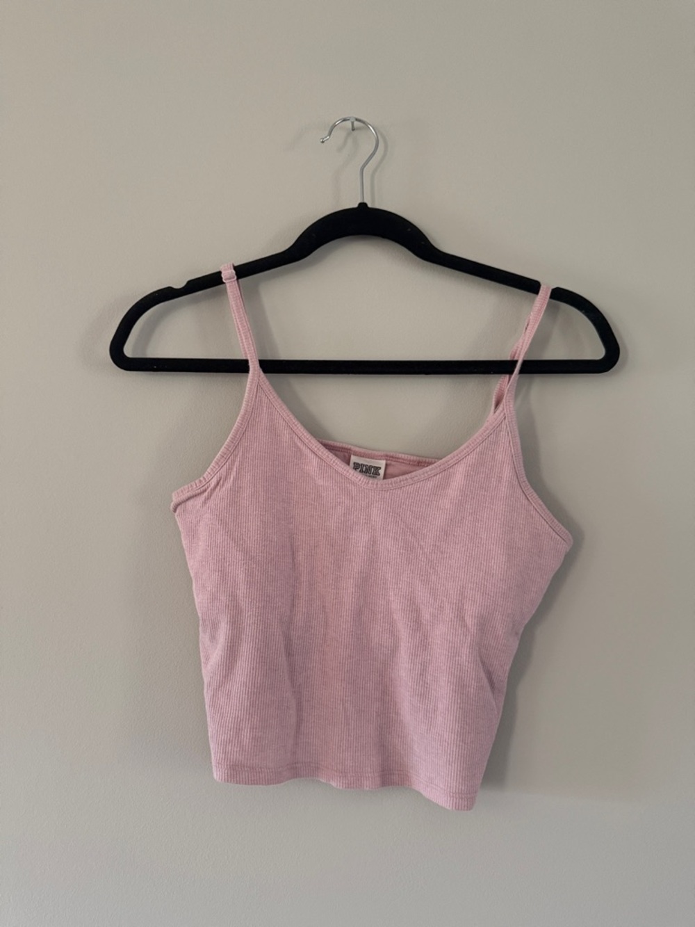 PINK Victoria's Secret | Light Pink Ribbed Camisole Tank with Spaghetti Straps